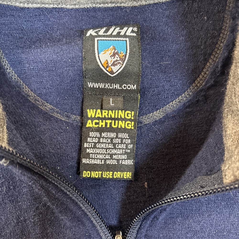 Kuhl Mens Large (Medium) Blue 100% Merino Wool Full Zip Sweater Hiking Outdoor - Picture 3 of 7